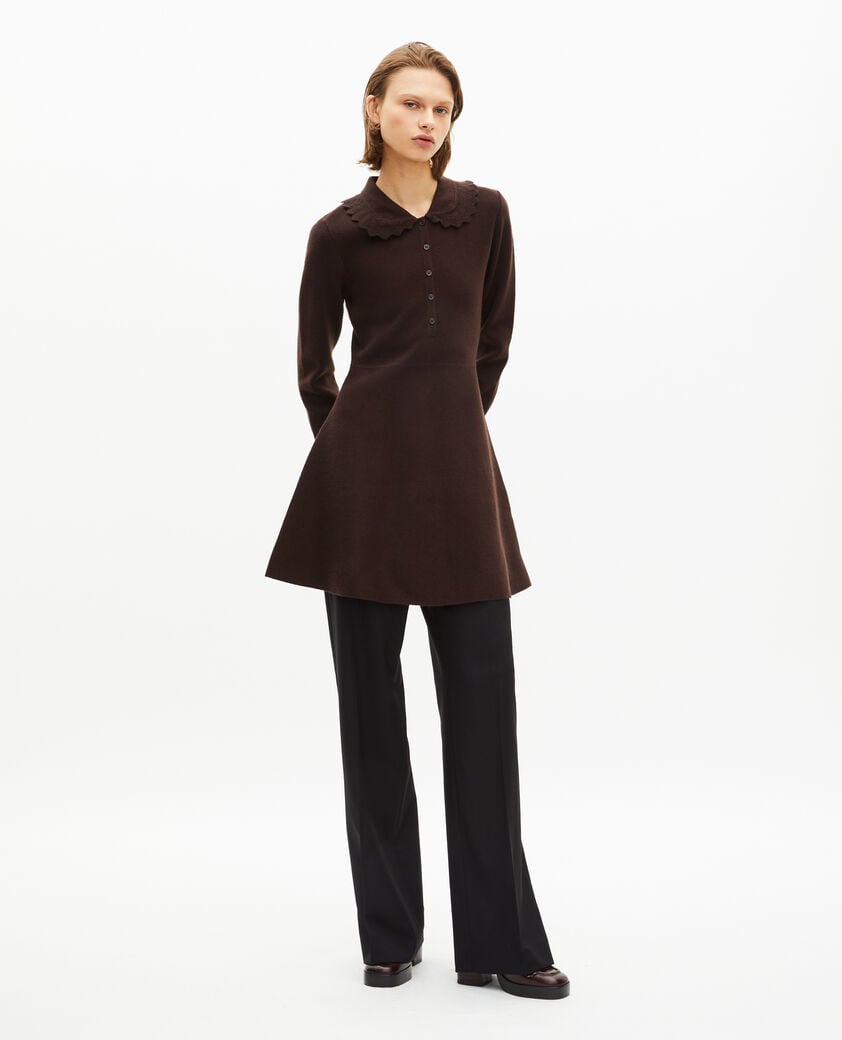 The Kooples FEMME CHOCOLATE robe courte en maille marron