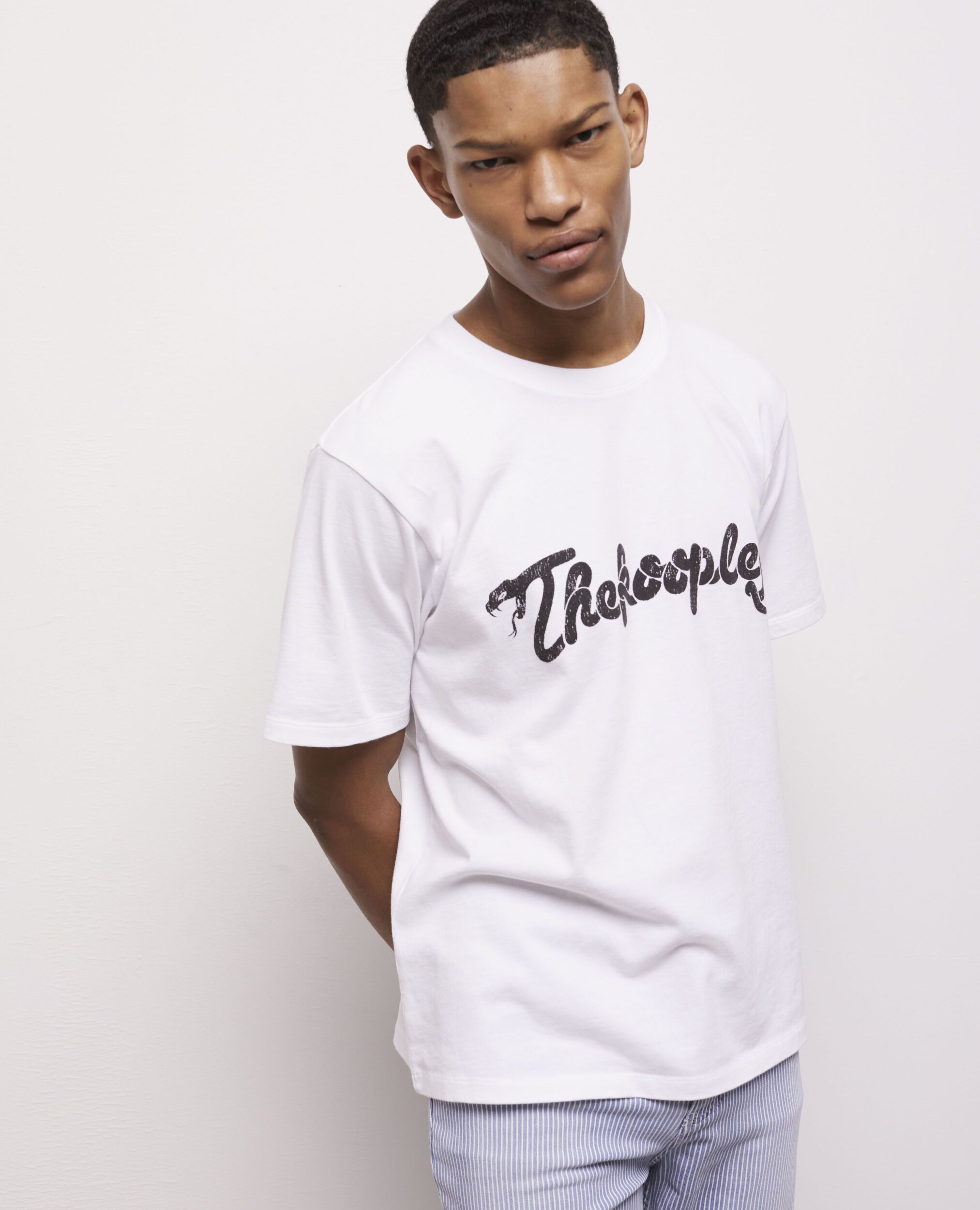 Camiseta blanca serigrafiada Snake logotipo, WHITE, hi-res image number null