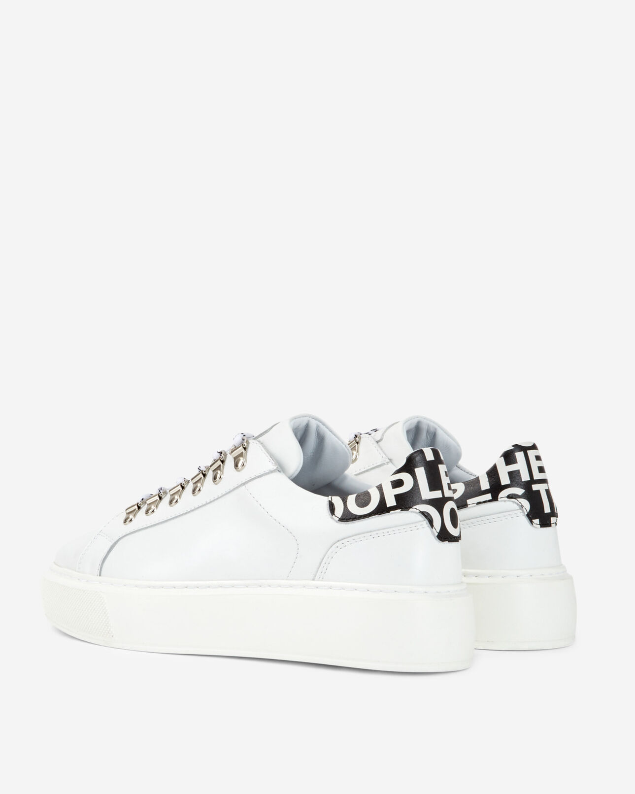 The Kooples MIXED WHITE / BLACK leather sneakers