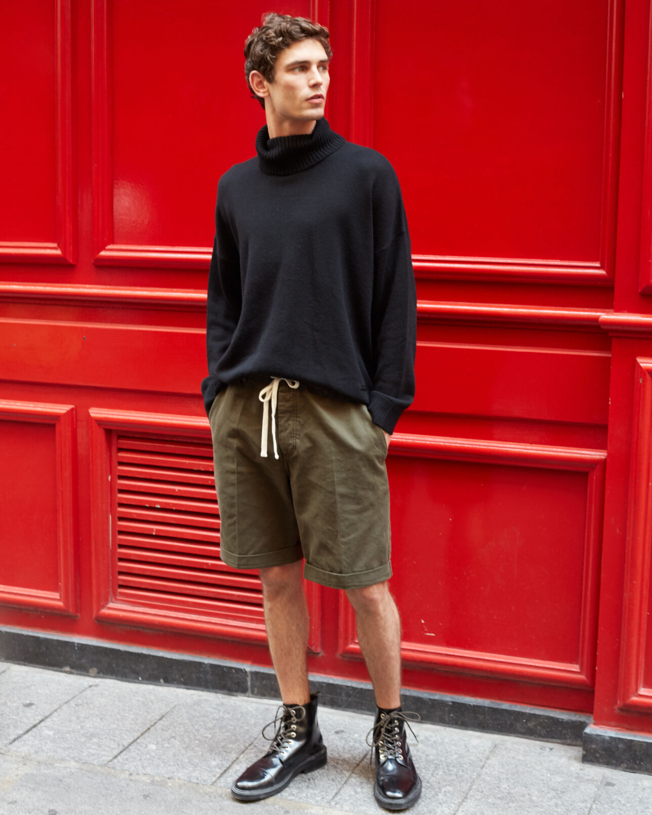The Kooples MEN BLACK black wool and cashmere turtleneck sweater