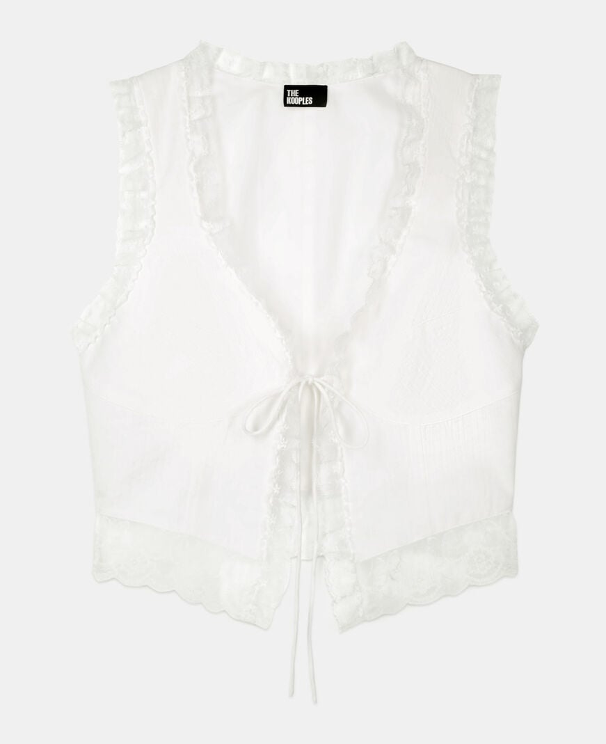 The Kooples DAMEN ECRU ecrufarbenes top ohne ärmel mit spitzen