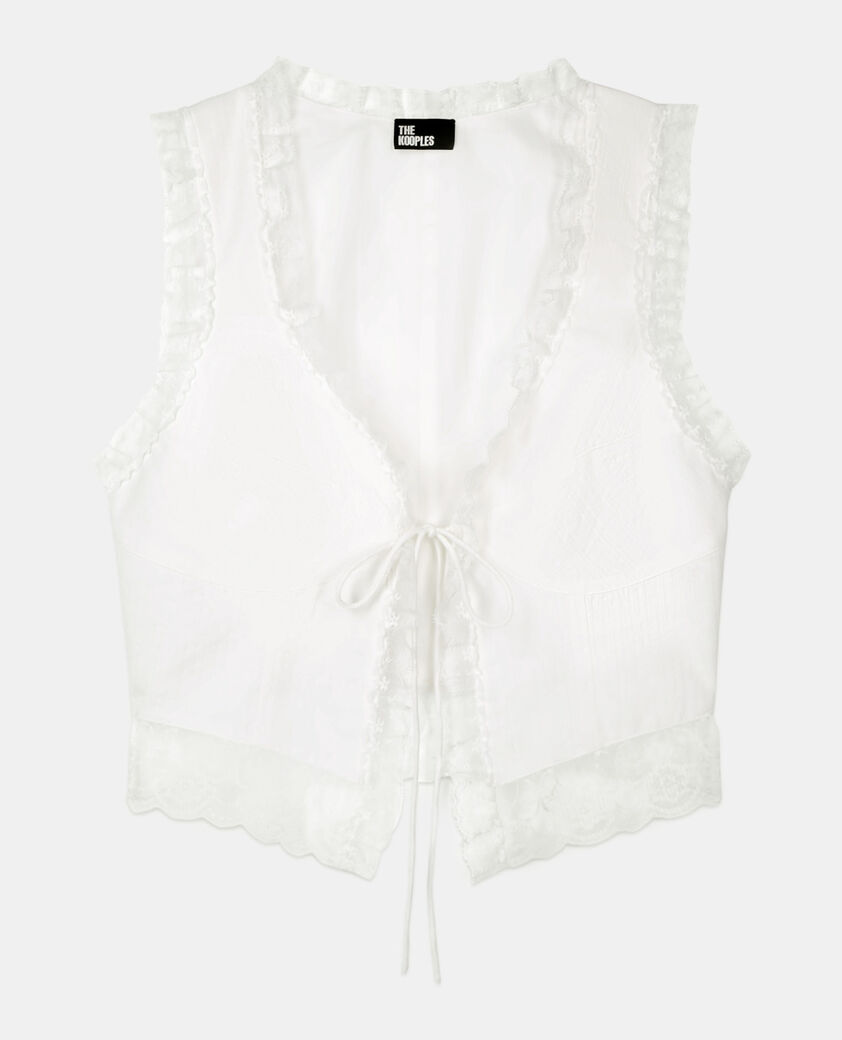 The Kooples WOMEN ECRU ecru sleeveless top with lace