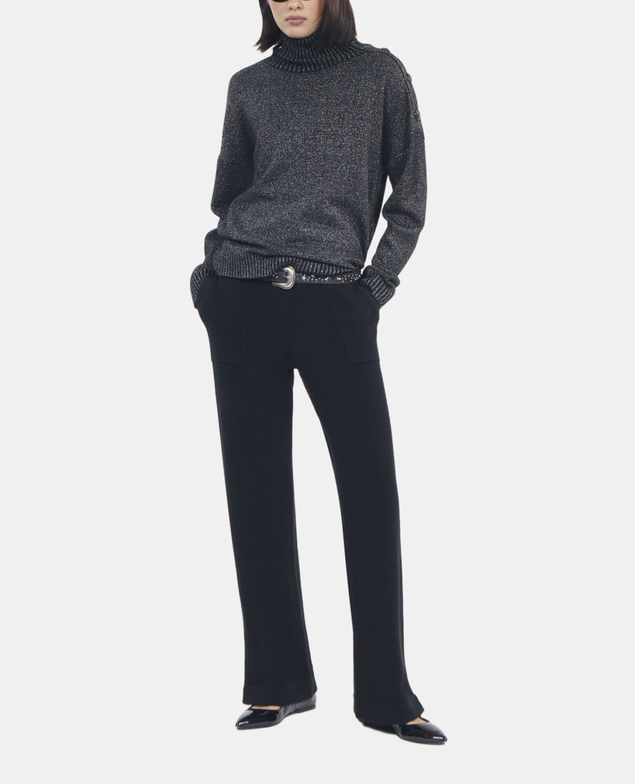 Pull en laine et cachemire noir, BLACK, hi-res image number null