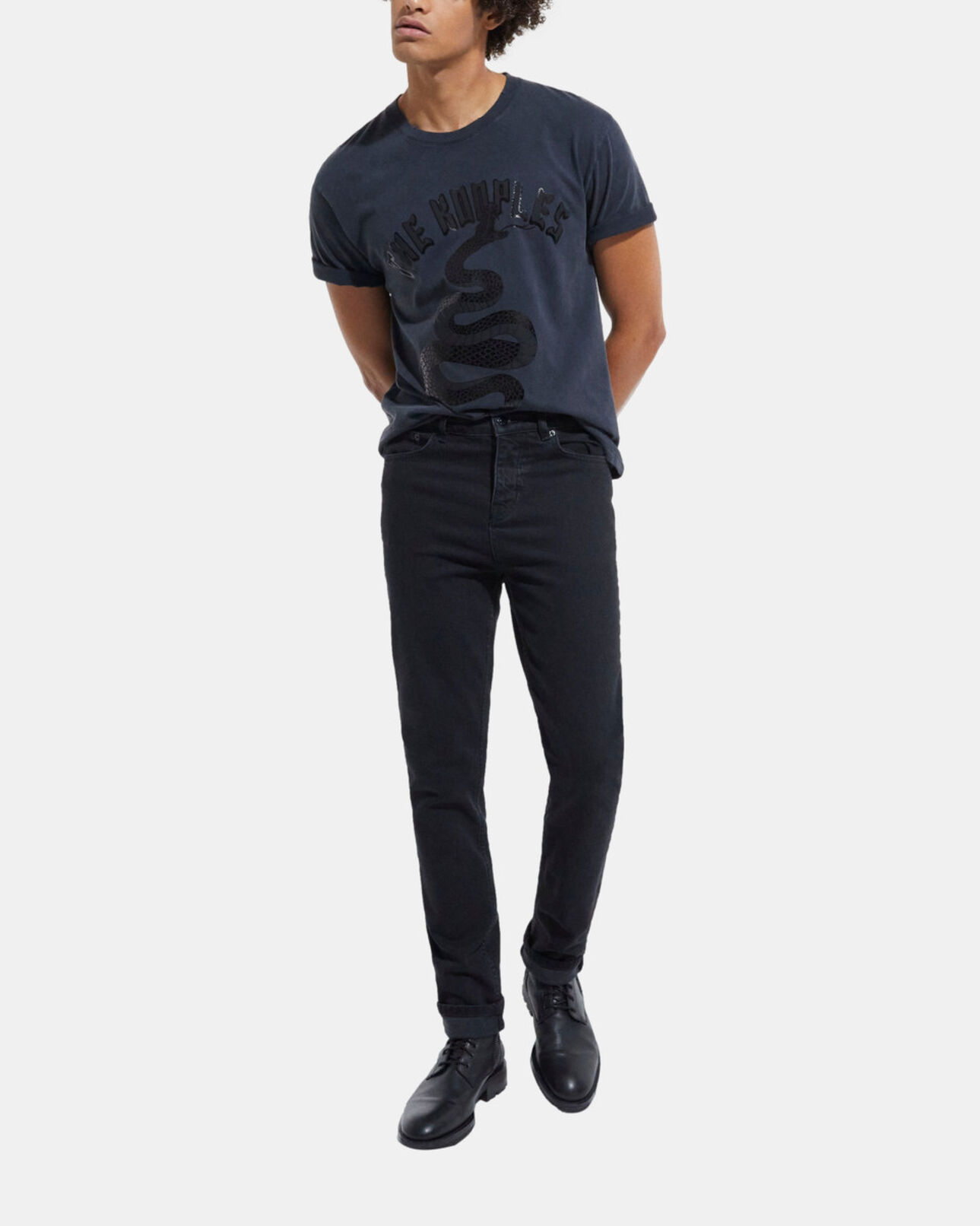 The Kooples MEN BLACK black screen print t-shirt