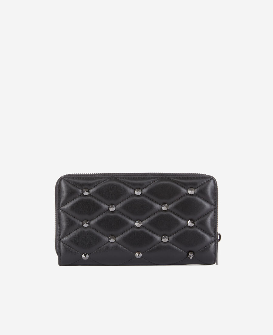 The Kooples F BLACK black quilted leather wallet
