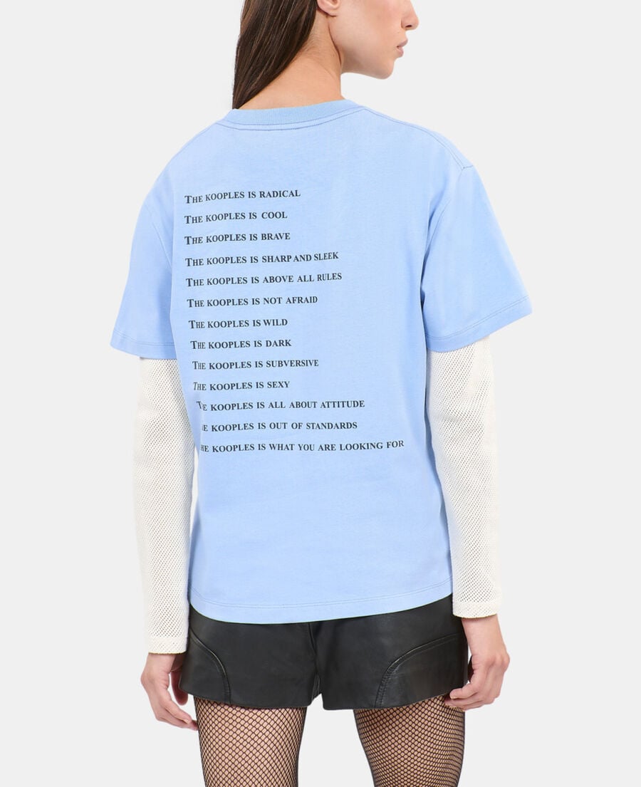 The Kooples DAMEN BLUE WHITE hellblaues t-shirt mit what is-schriftzug