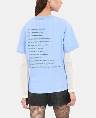 The Kooples DAMEN BLUE WHITE hellblaues t-shirt mit what is-schriftzug