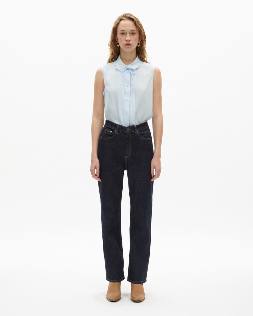 The Kooples FEMME BABY BLUE chemise sans manches en soie bleu clair