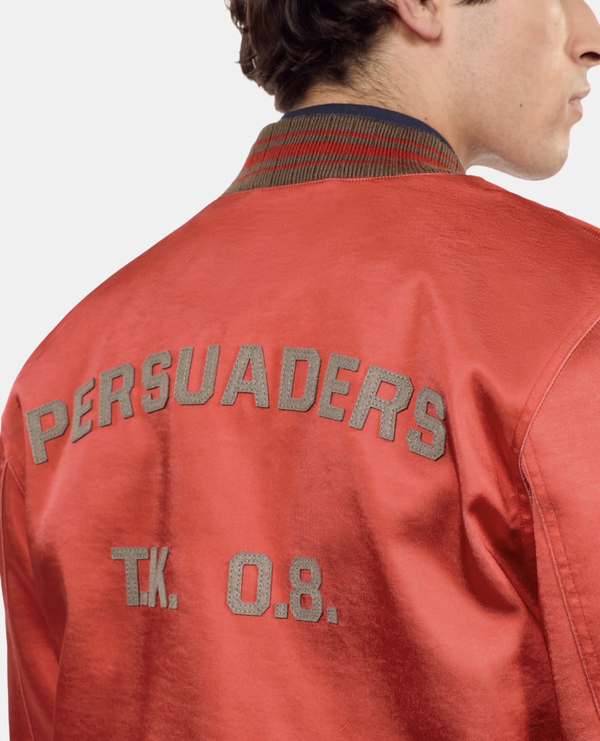 Red satin jacket with patches, RUBIS, hi-res image number null