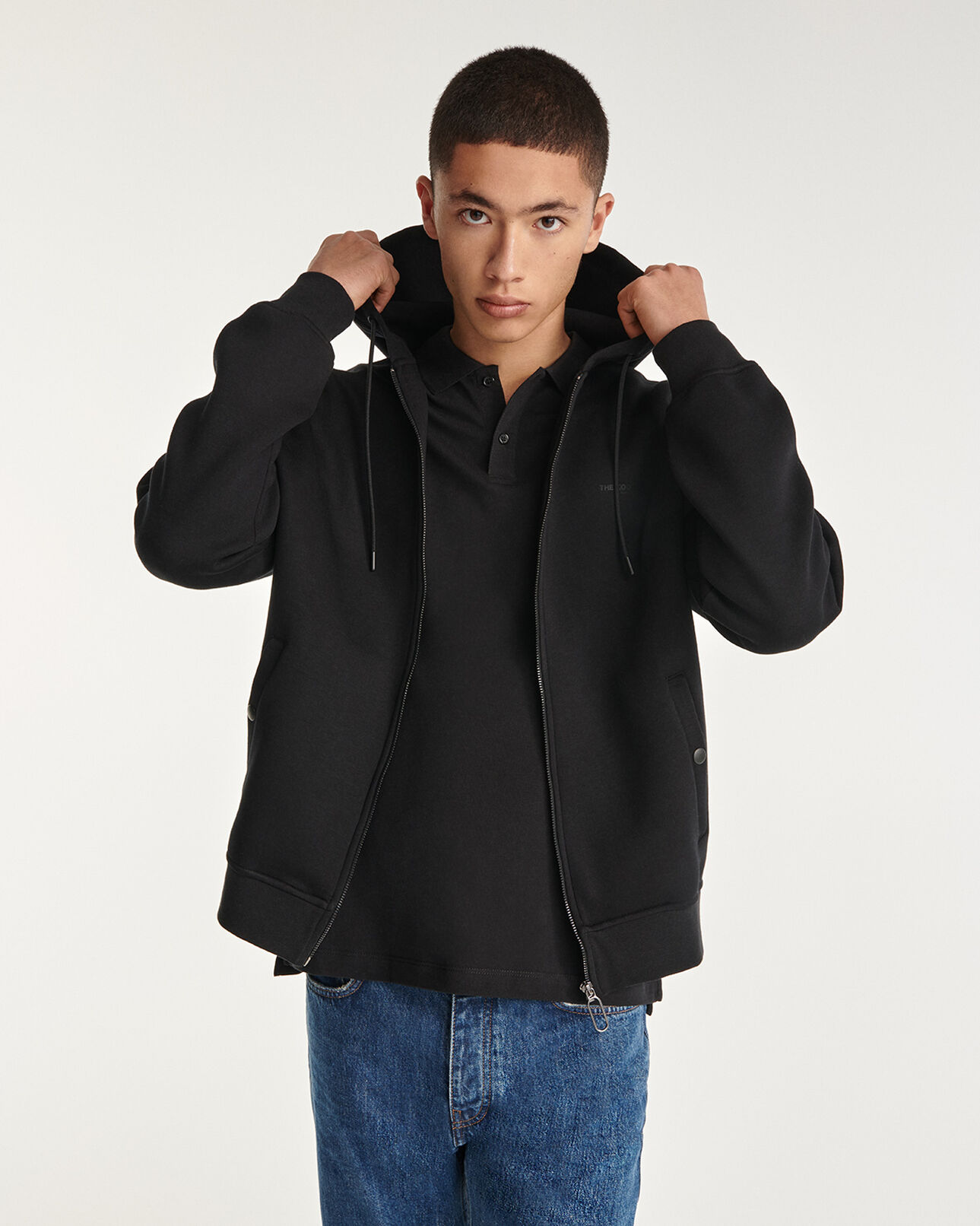 The Kooples HOMME BLACK sweat avec zip noir
