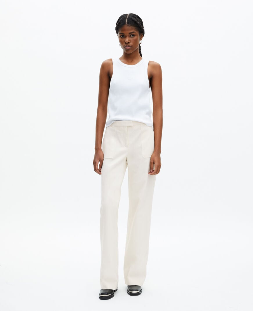 The Kooples WOMEN ECRU ecru cotton wide-leg pants