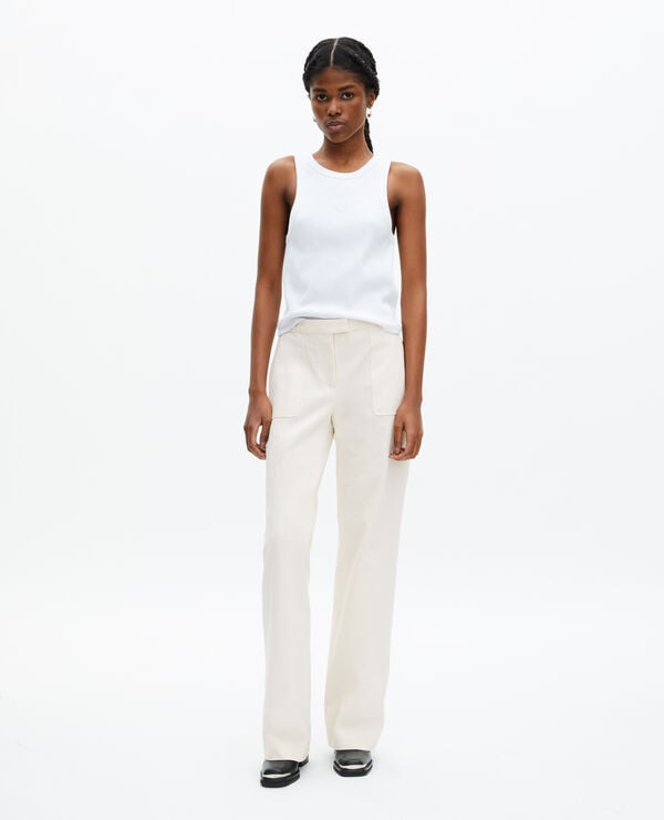 The Kooples WOMEN ECRU ecru cotton wide-leg pants