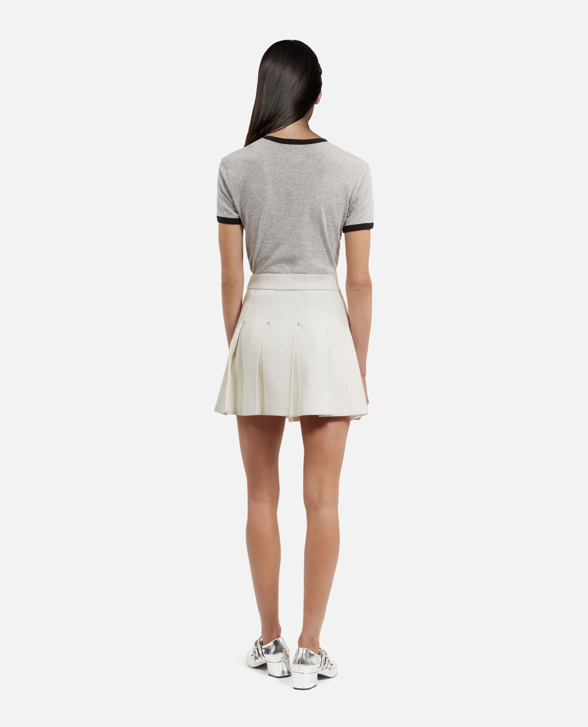 Short ecru pleated skirt, ECRU, hi-res image number null