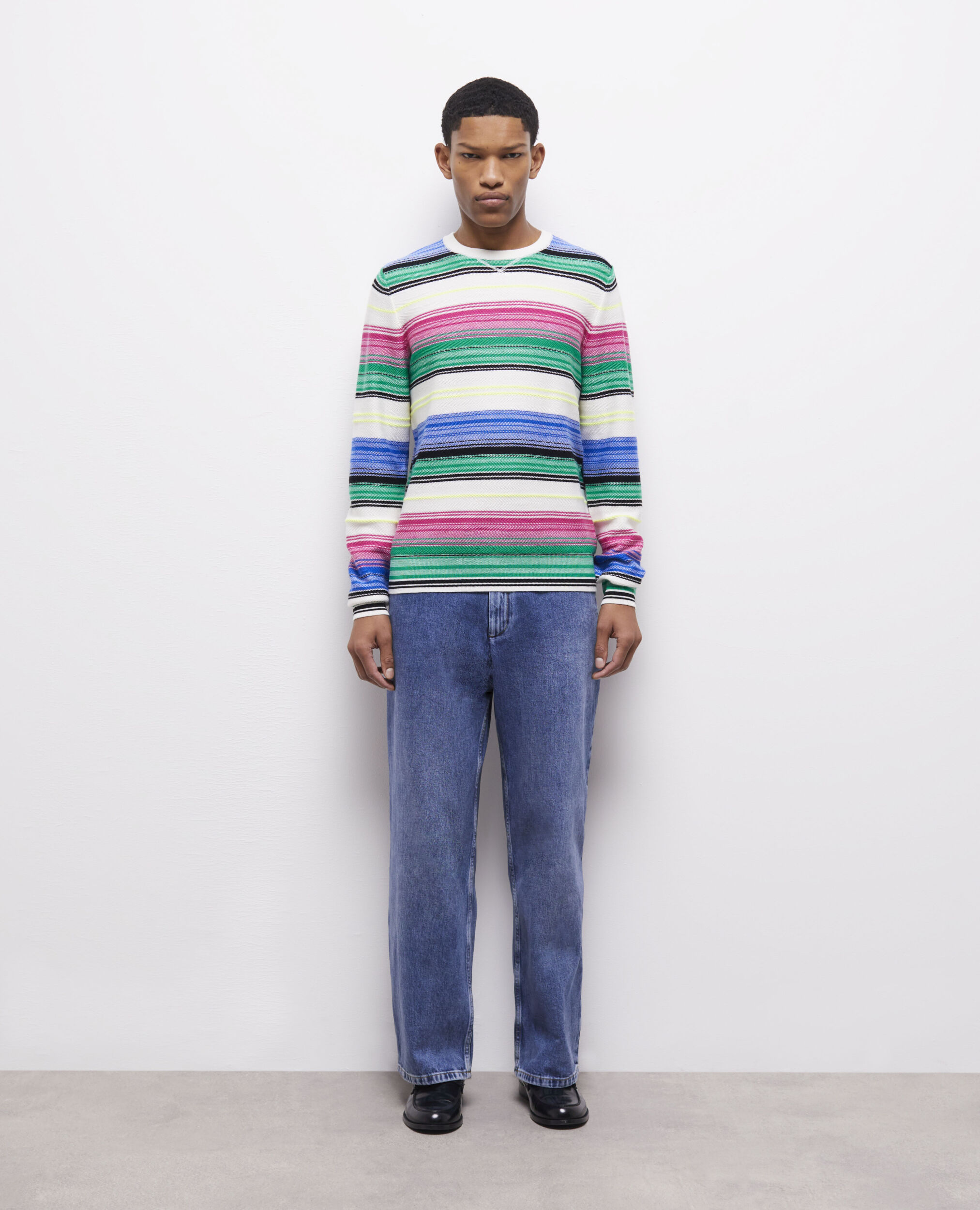 Multicolor striped sweater sales mens