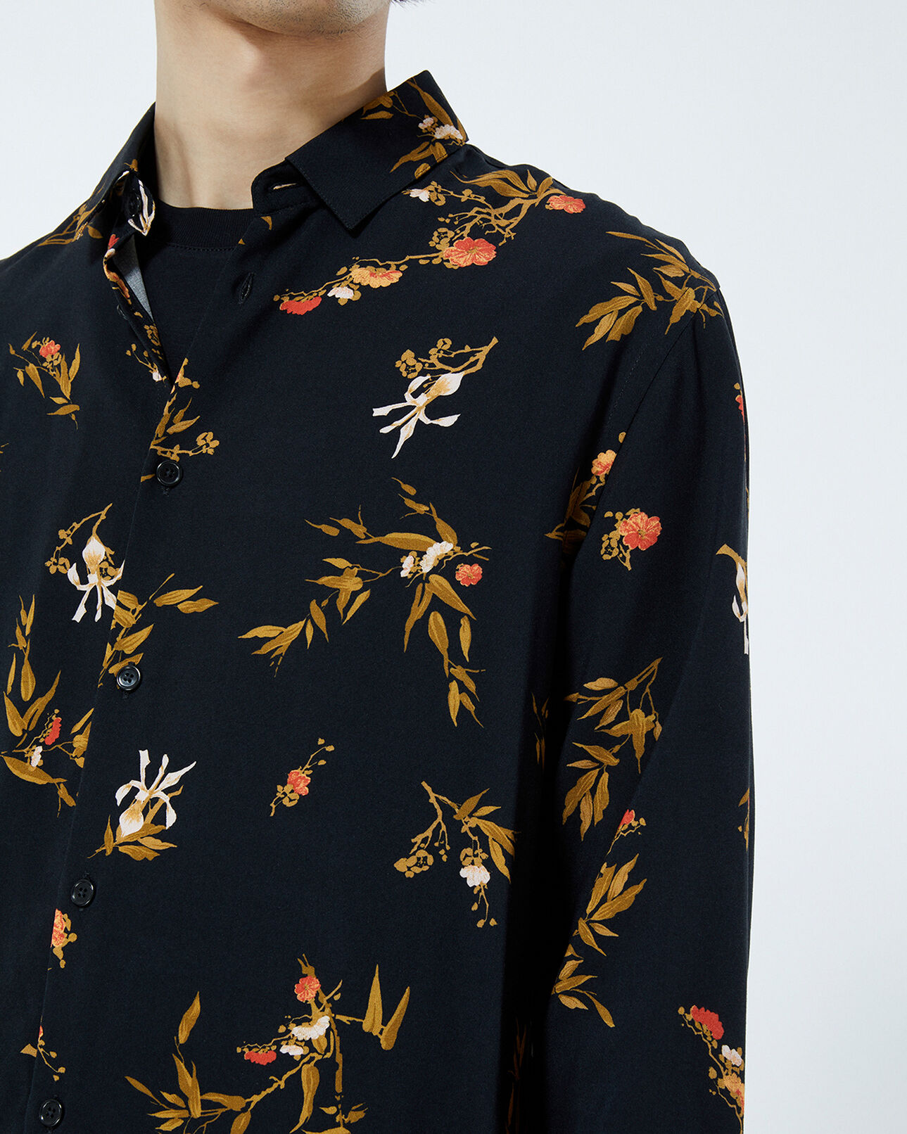 The Kooples H BLACK printed black shirt with classic collar
