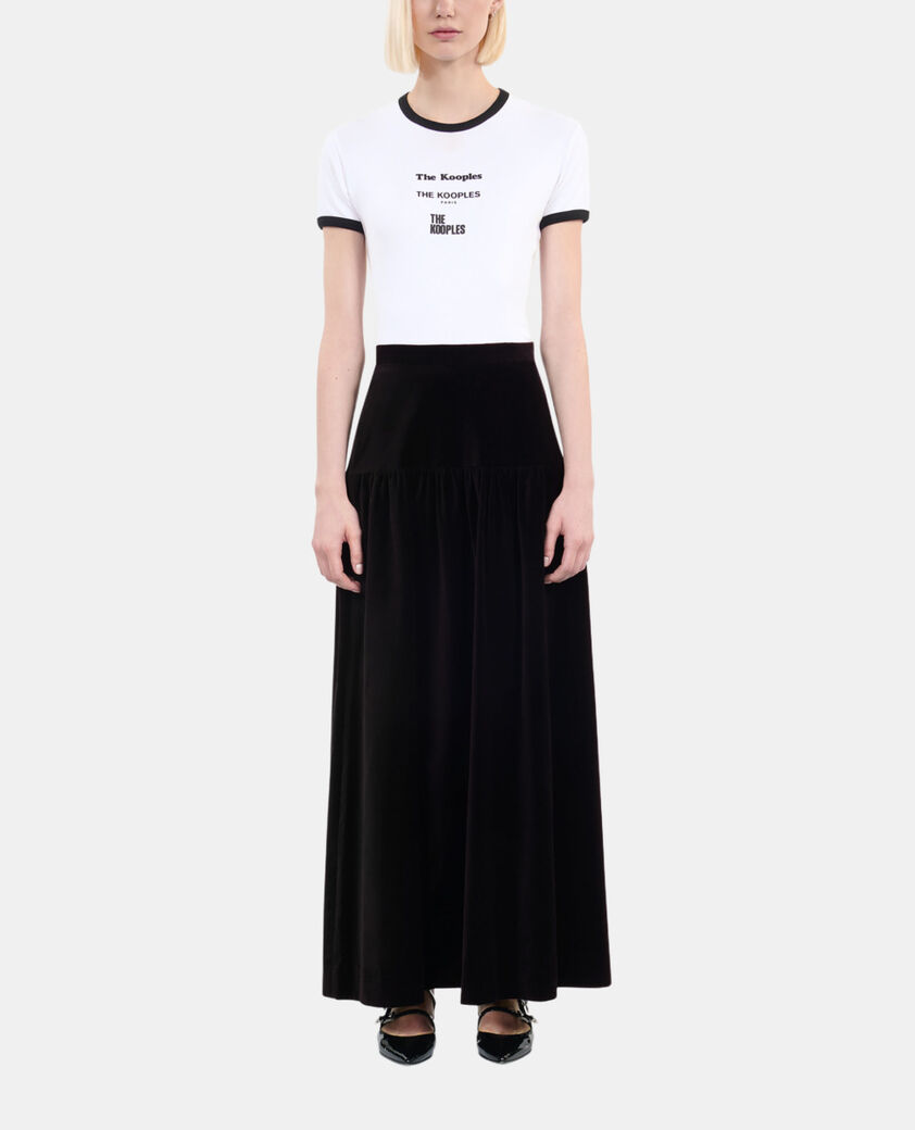 The Kooples WOMEN BLACK black velvet long skirt