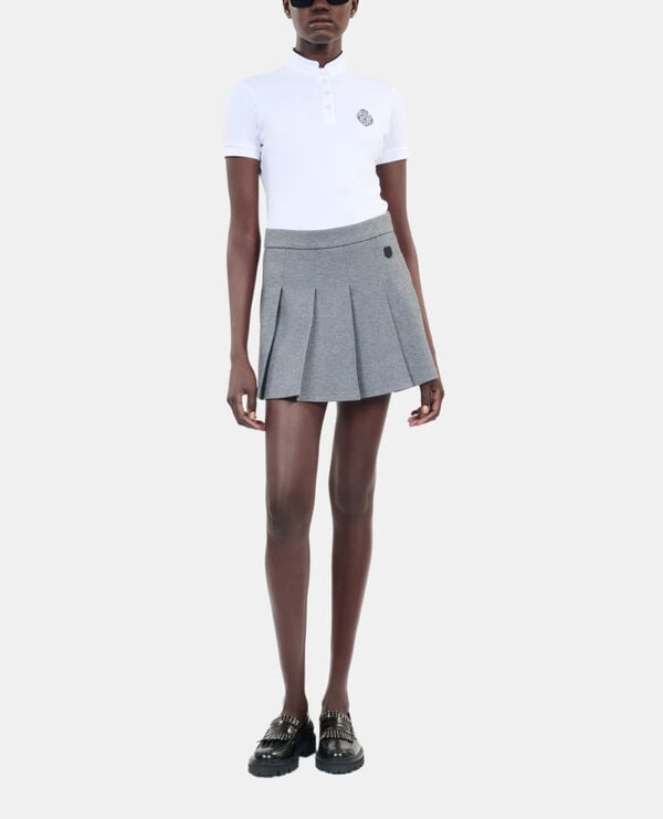 The Kooples WOMEN GREY MELANGE short grey pleated skirt