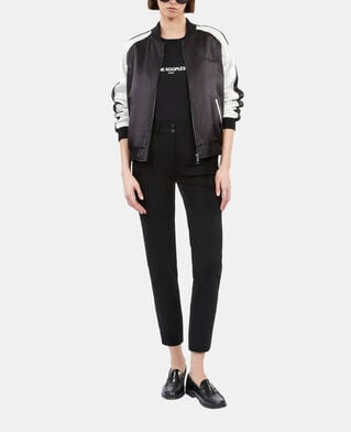 The Kooples MUJER BLACK chaqueta satinada negra blanca bordado dragon