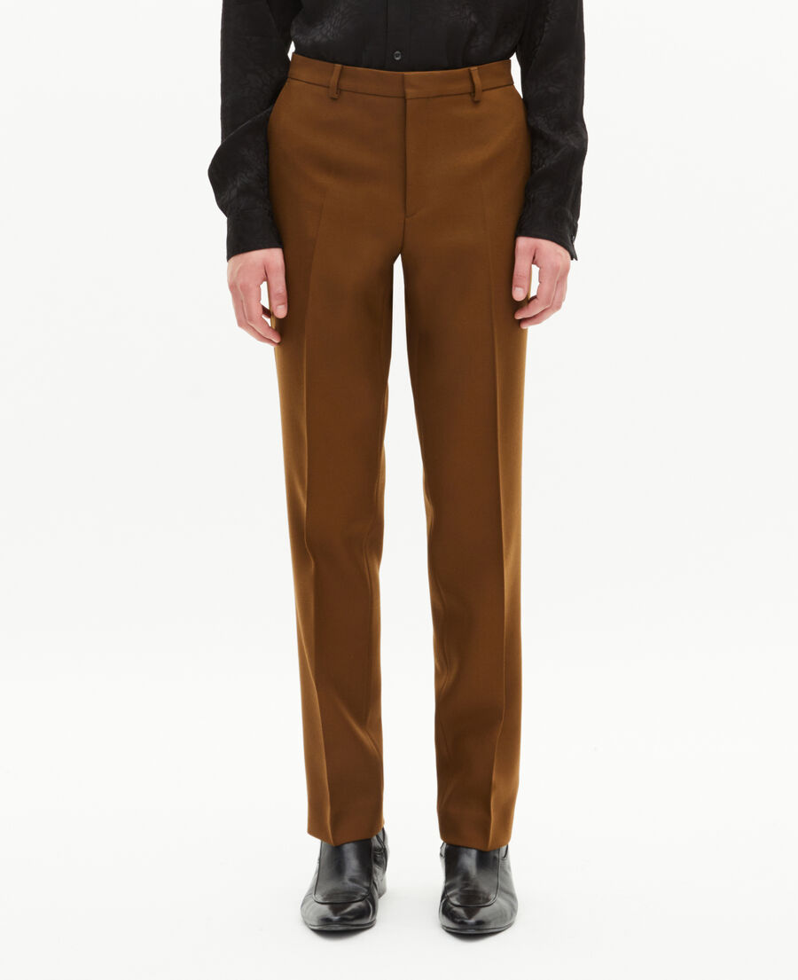 The Kooples MEN TABACCO brown straight suit pants