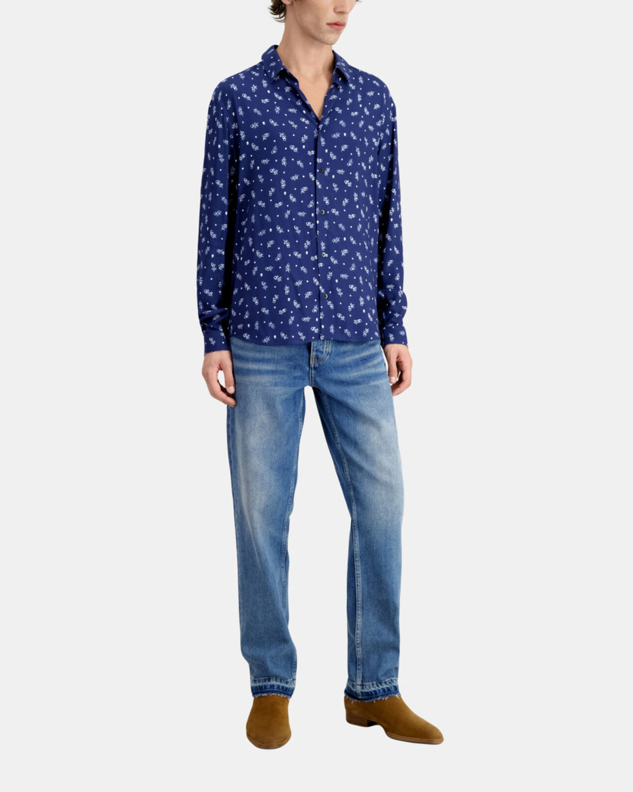 The Kooples MEN WHITE / NAVY printed shirt