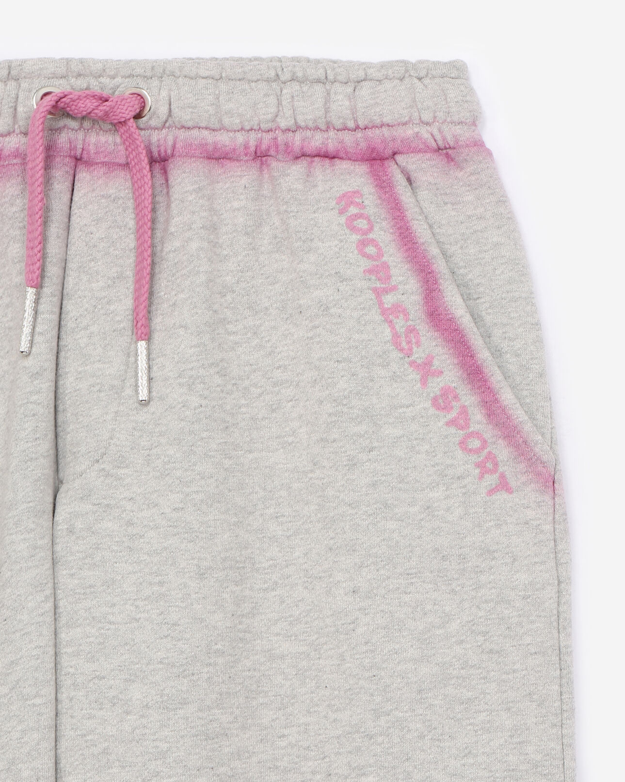 The Kooples WOMEN LIGHT GREY MELANGE light grey joggers with pink details