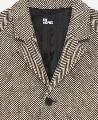 The Kooples MEN BROWN CHEVRON long brown wool herringbone coat