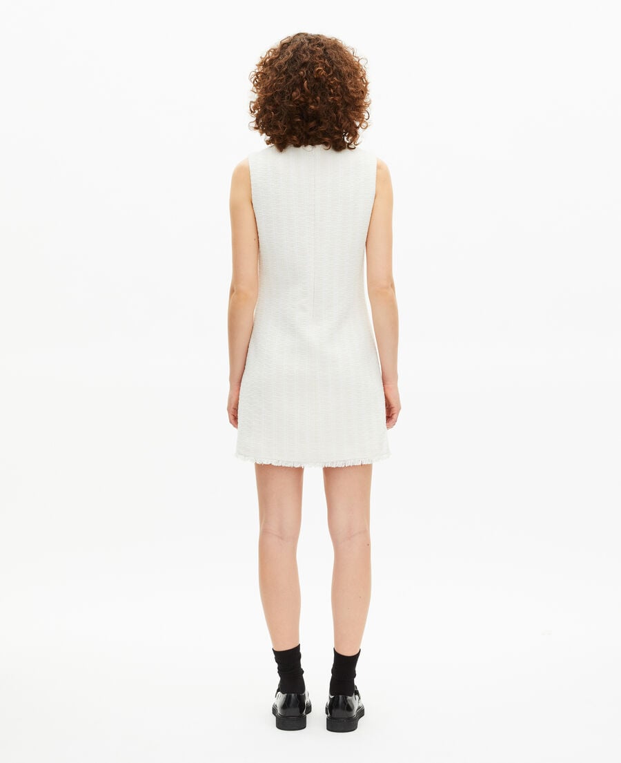 The Kooples FEMME ECRU robe courte sans manches en tweed écrue