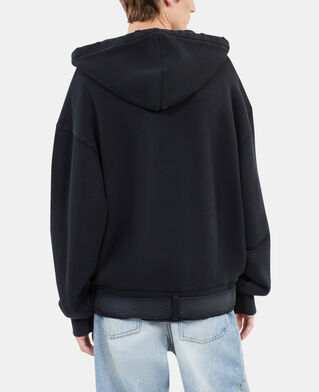 The Kooples HERREN BLACK WASHED schwarzes sweatshirt mit kapuze