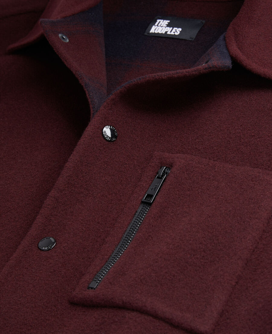 blouson type surchemise bordeaux en laine mélangée