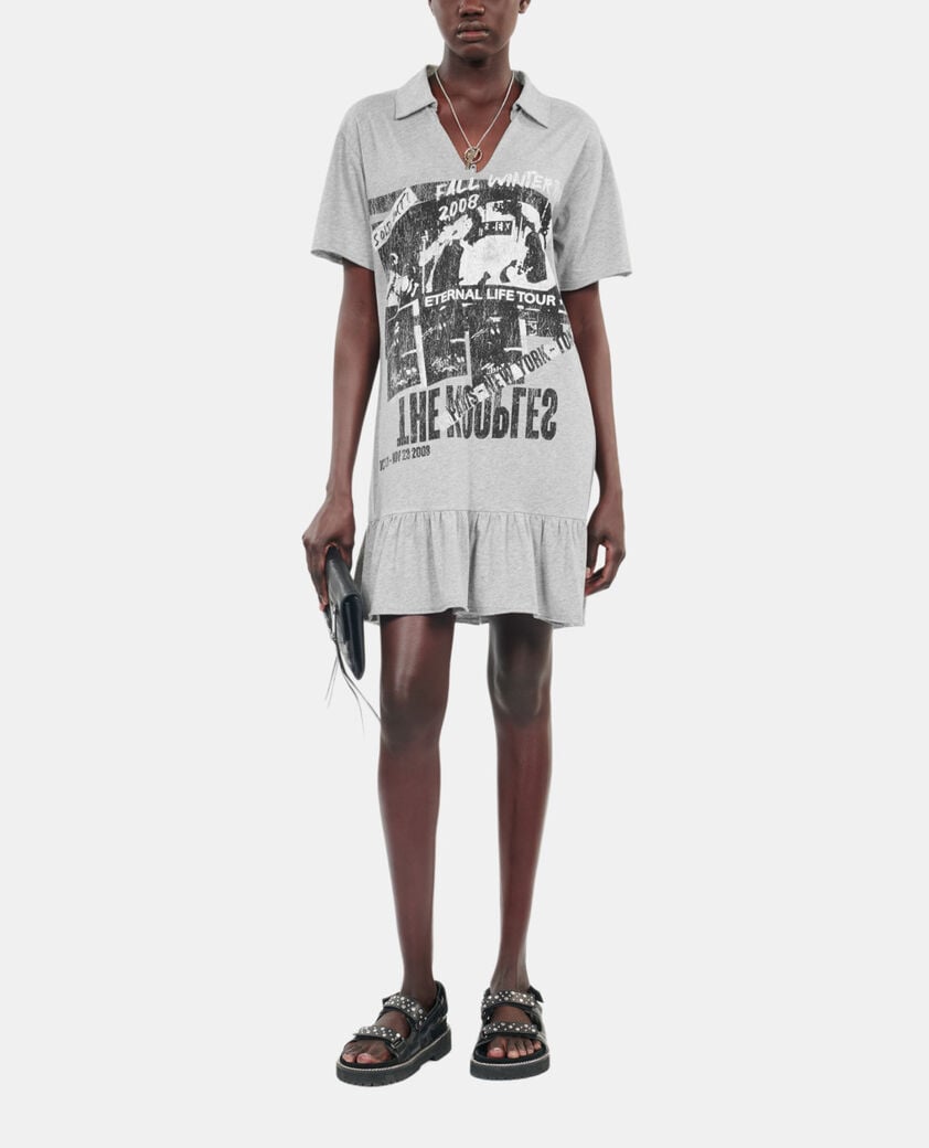 The Kooples WOMEN STONE GREY grey eternal life tour serigraphy t-shirt dress