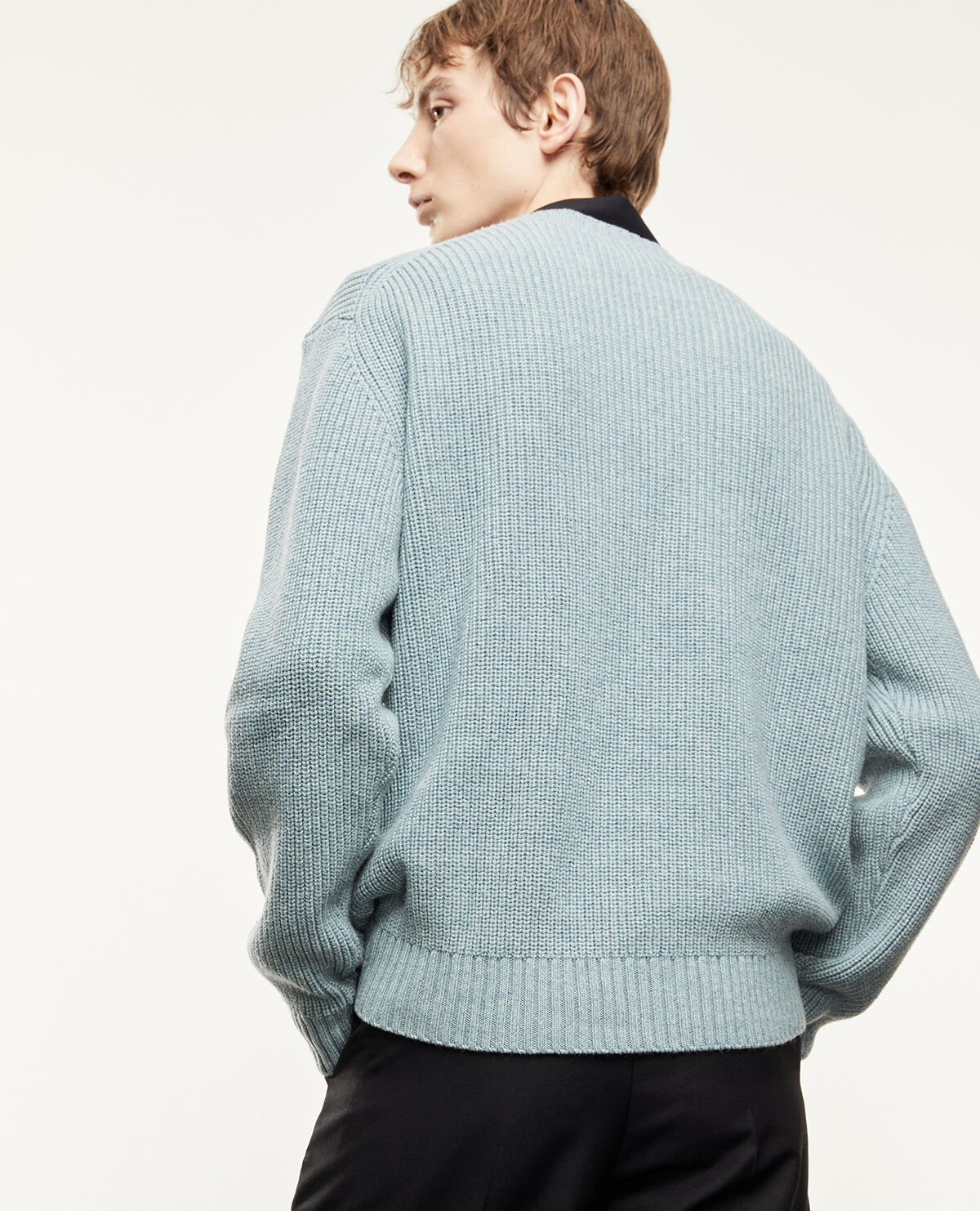 Sea green sweater in cotton with ribbing The Kooples