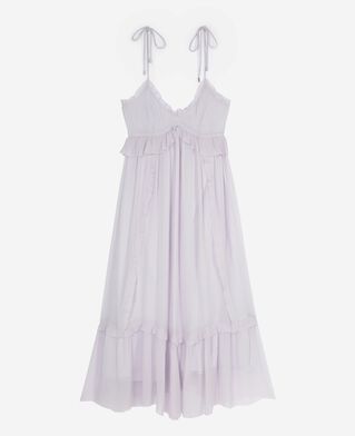 The Kooples WOMEN LIGHT PURPLE long dress with lilac ruffles