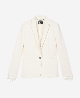 The Kooples F OFF WHITE suit jacket with ecru lace band