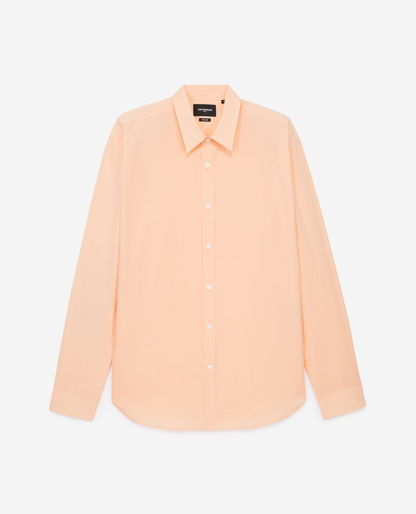 The Kooples H ANTIC PINK / SAUMON coral-orange cotton shirt with breast pocket