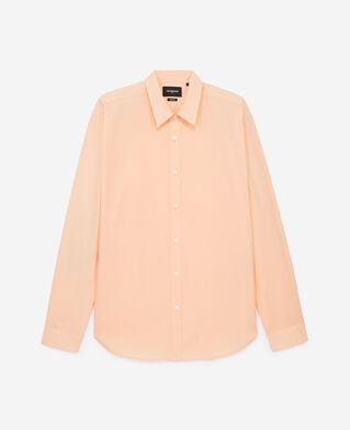The Kooples H ANTIC PINK / SAUMON coral-orange cotton shirt with breast pocket