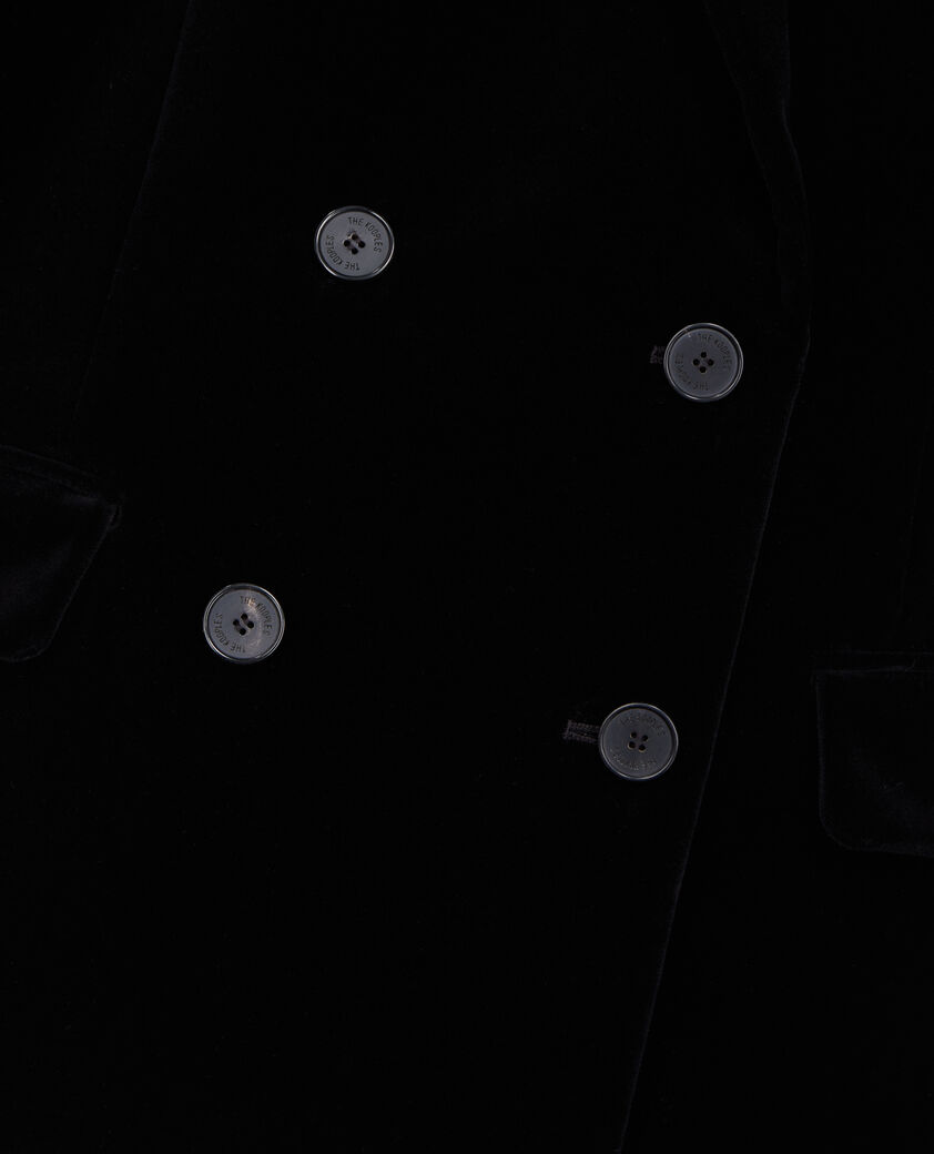 The Kooples WOMEN BLACK short black velvet suit jacket