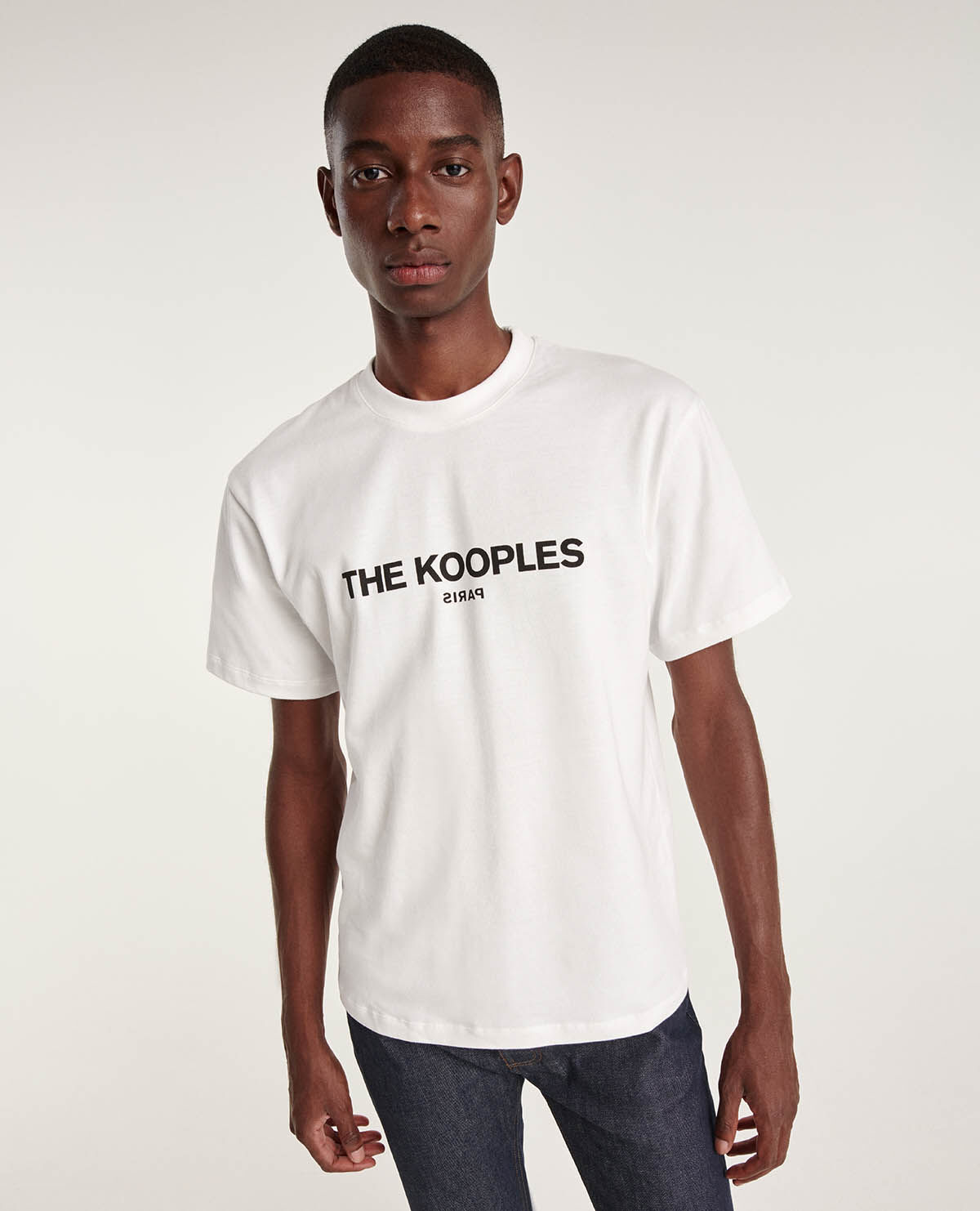 White cotton T shirt with printed logo The Kooples