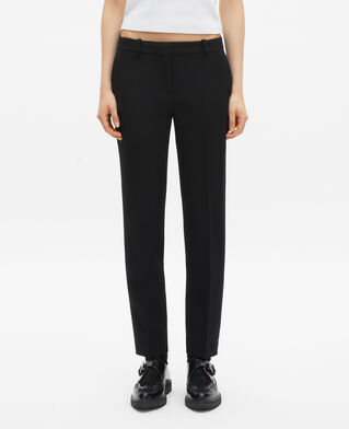 The Kooples WOMEN BLACK black crepe tailored pants, straight cut