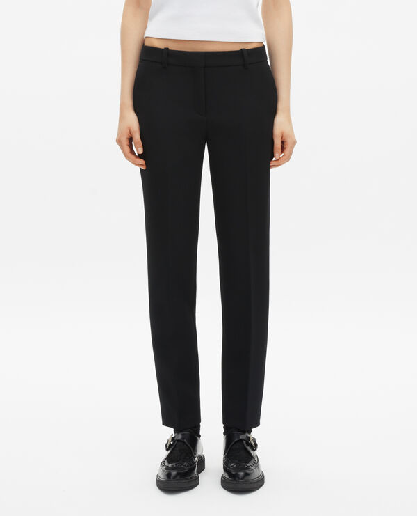 The Kooples WOMEN BLACK black crepe tailored pants, straight cut