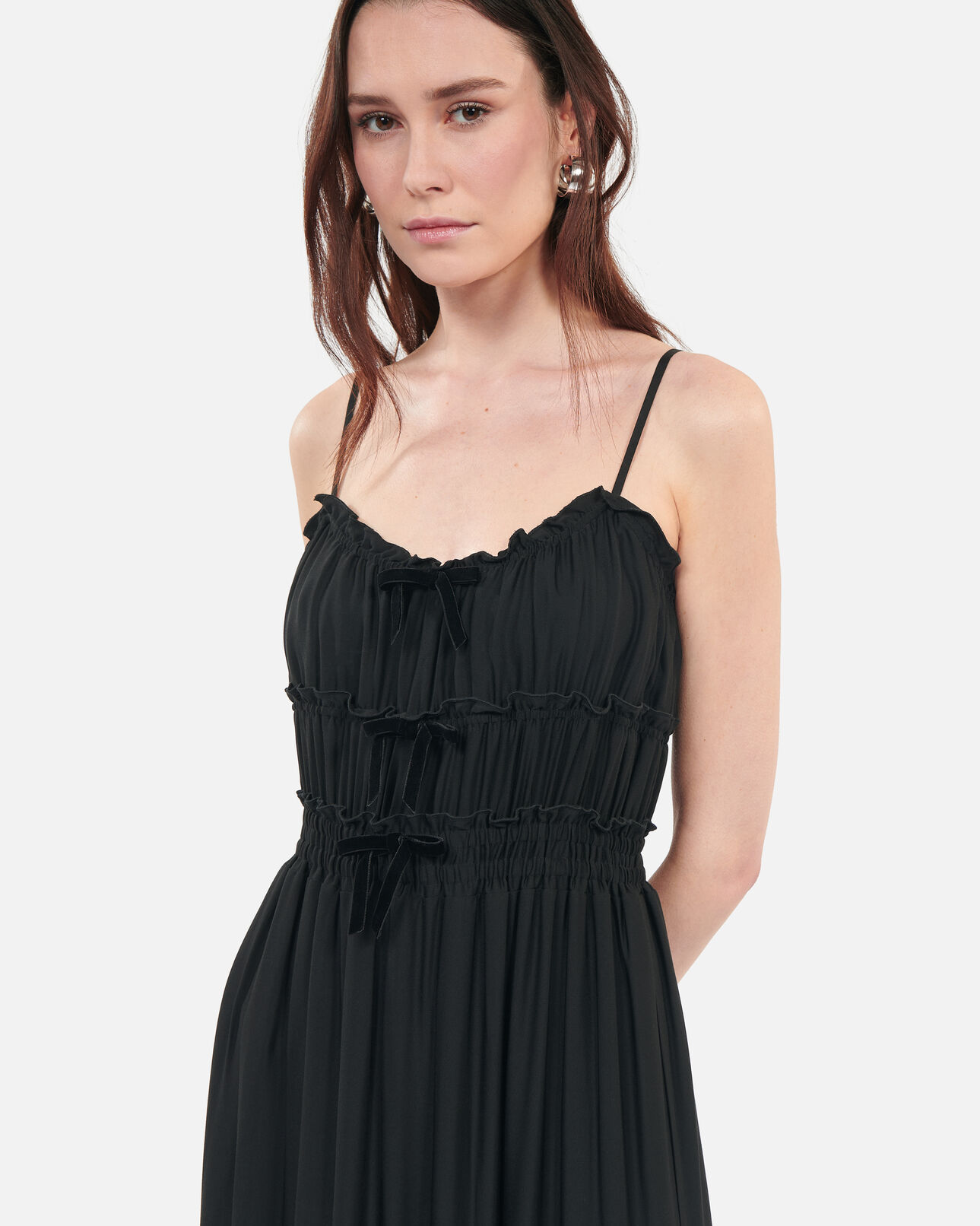 The Kooples WOMEN BLACK long black dress with bows