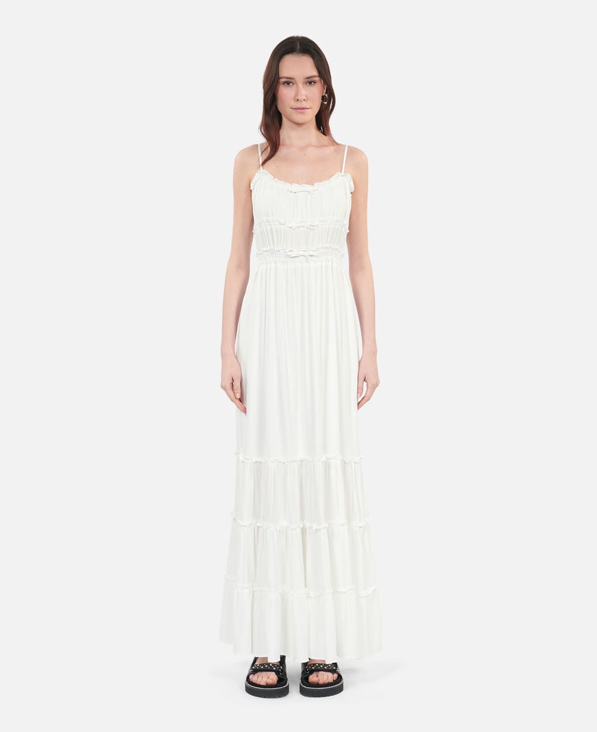 The Kooples DAMEN WHITE langes, weißes kleid mit schleifen
