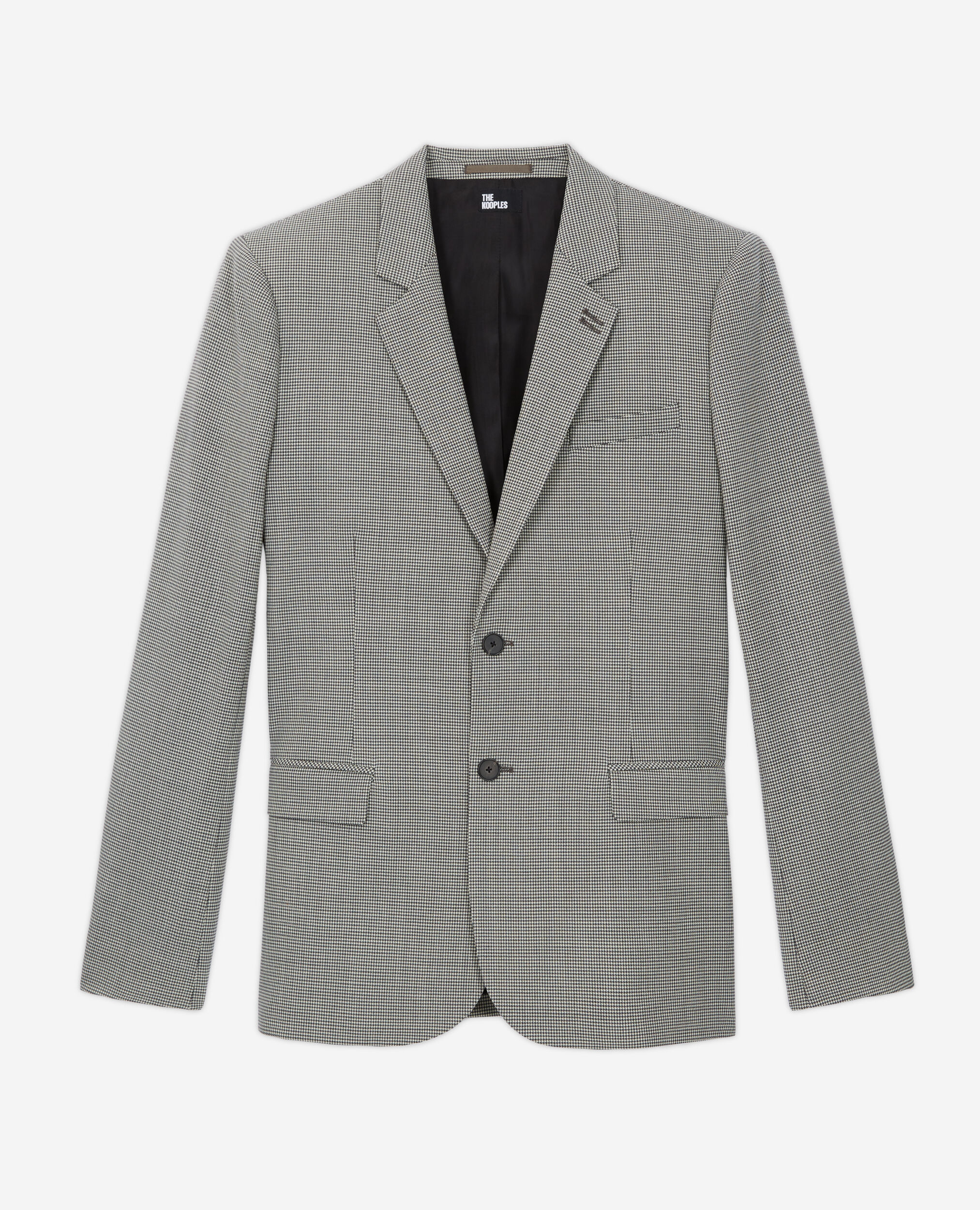 Gray patterned wool suit jacket, ECRU BLACK, hi-res image number null