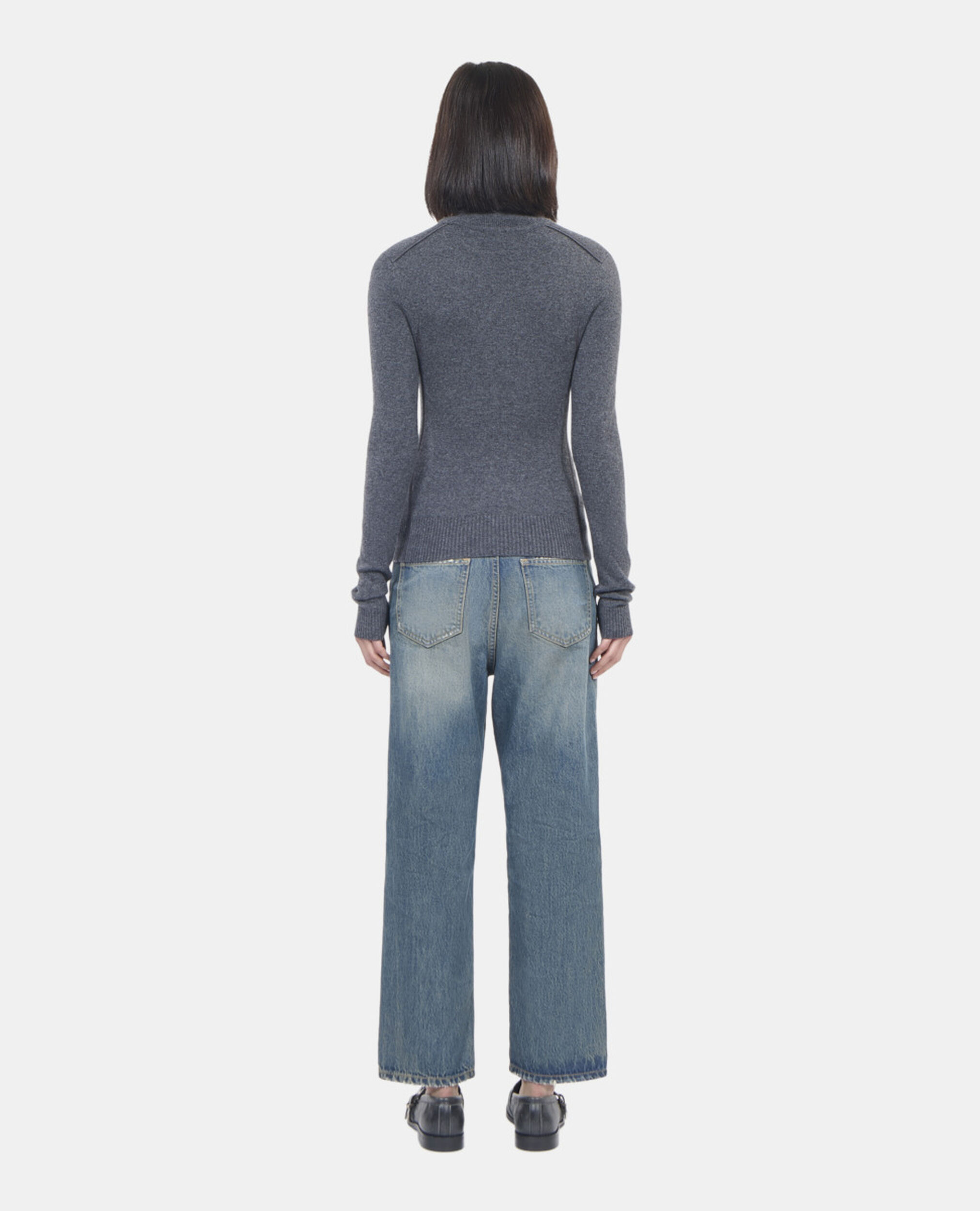 Grey cashmere sweater, ANTHRACITE MELANGE, hi-res image number null