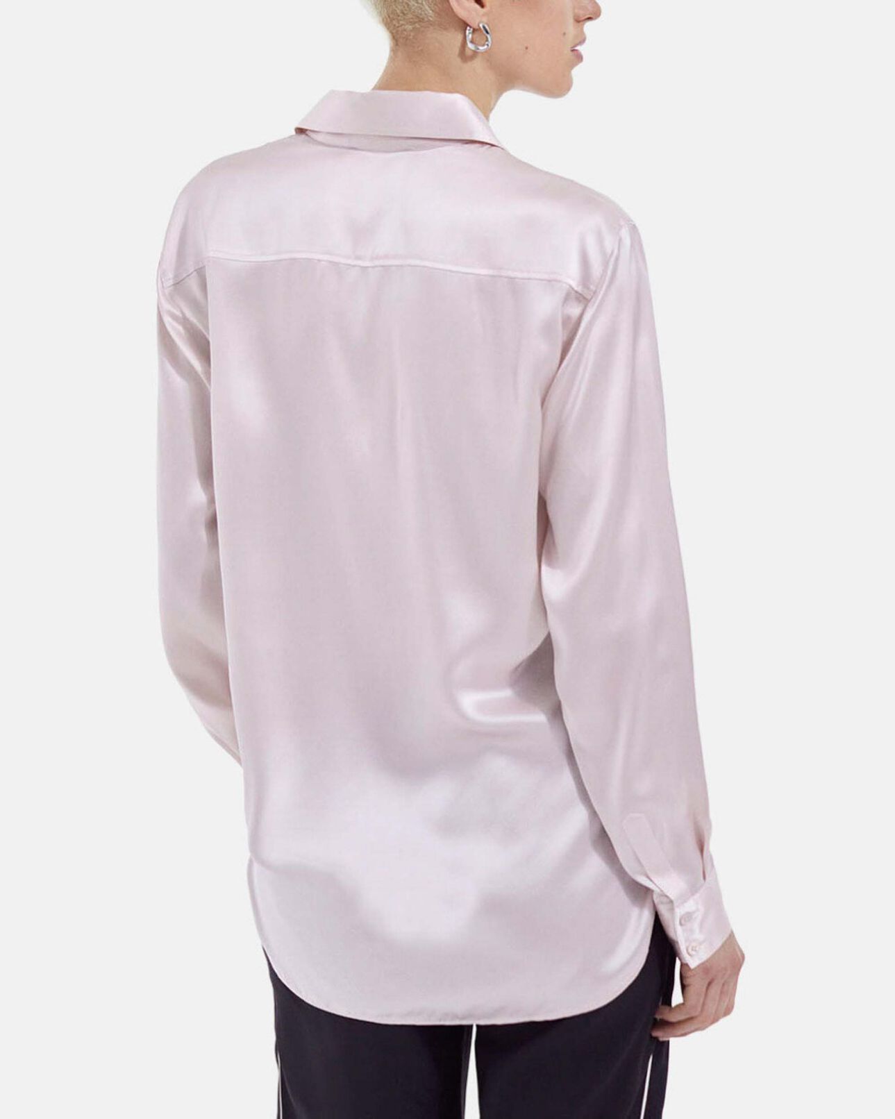 The Kooples WOMEN LIGHT PINK pale pink silk shirt with wide cuffs