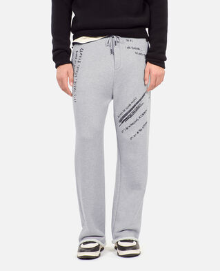 The Kooples MEN STONE GREY handwritten serigraphy tracksuit trousers