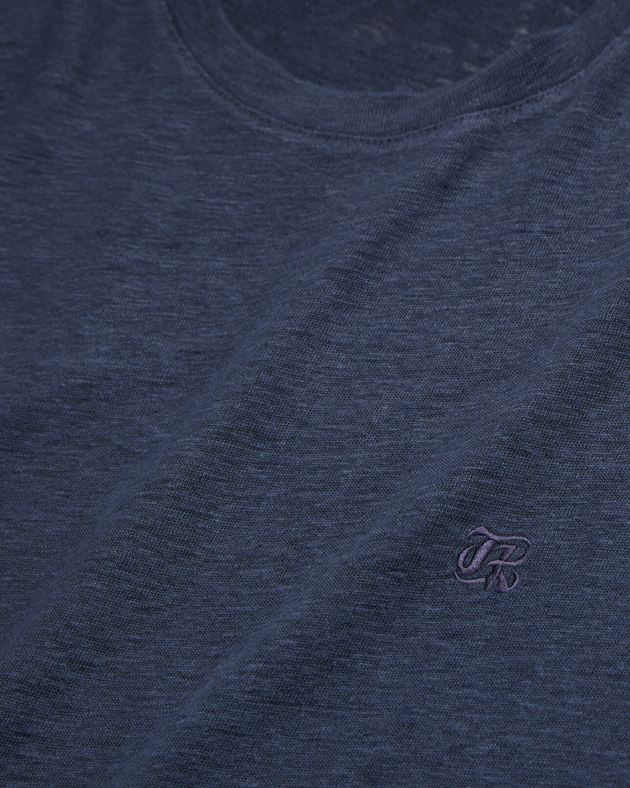 The Kooples MEN NAVY men's navy blue linen t-shirt with blazon