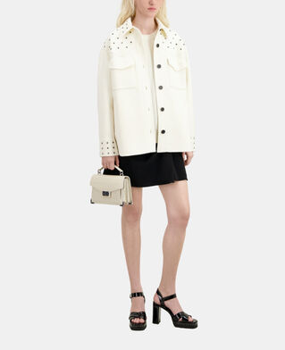 The Kooples F ECRU ecru wool-blend overshirt-style jacket with studs