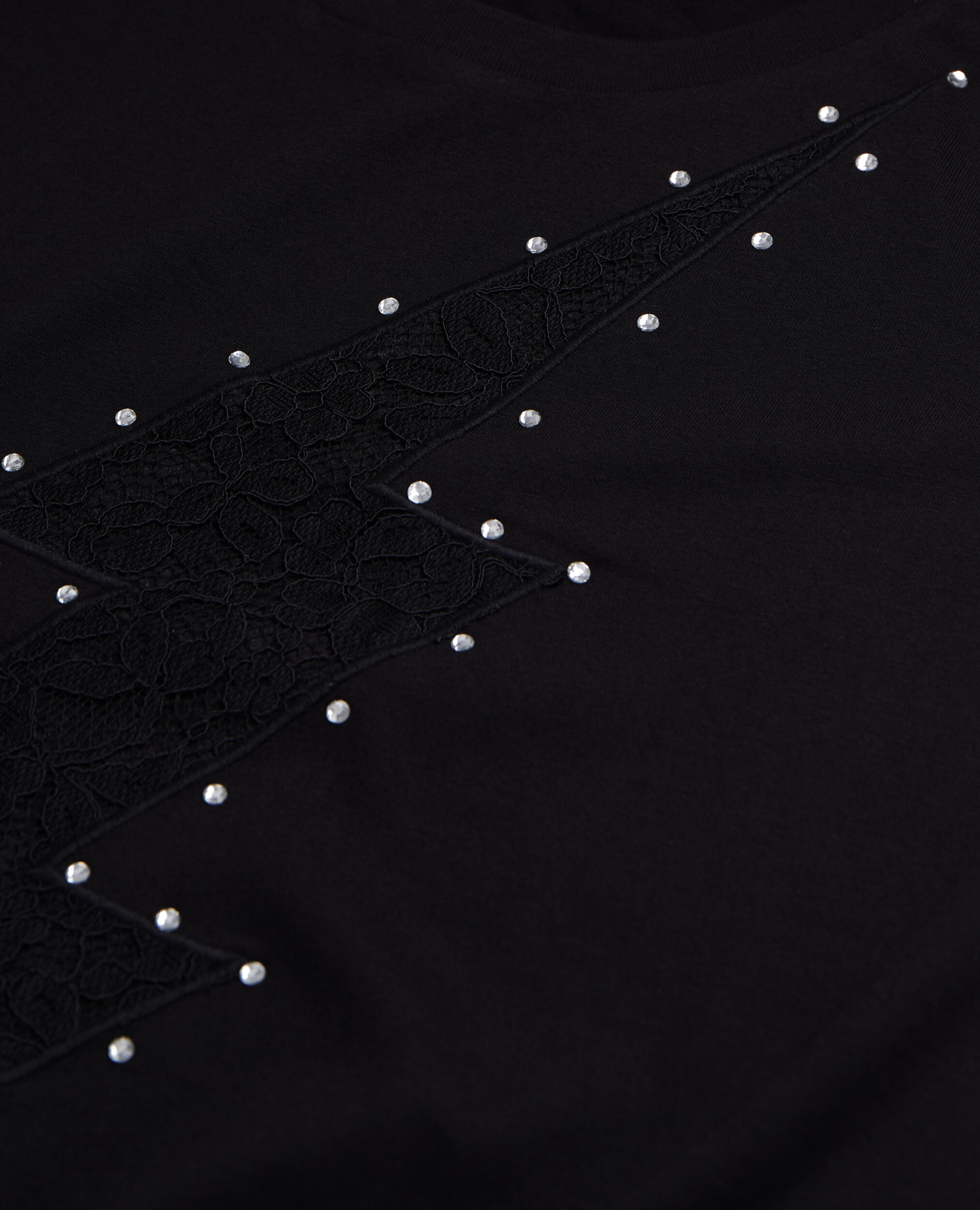 Black t-shirt with lace lightning, BLACK, hi-res image number null