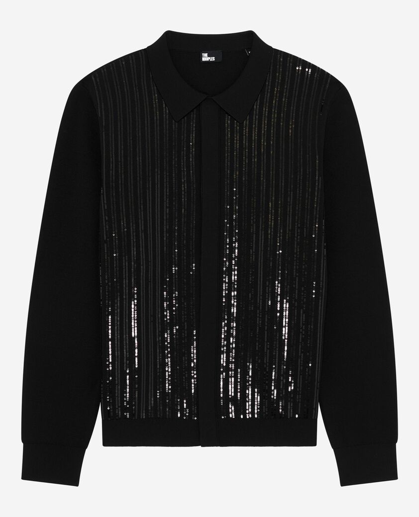 The Kooples HOMME BLACK cardigan à sequins noir