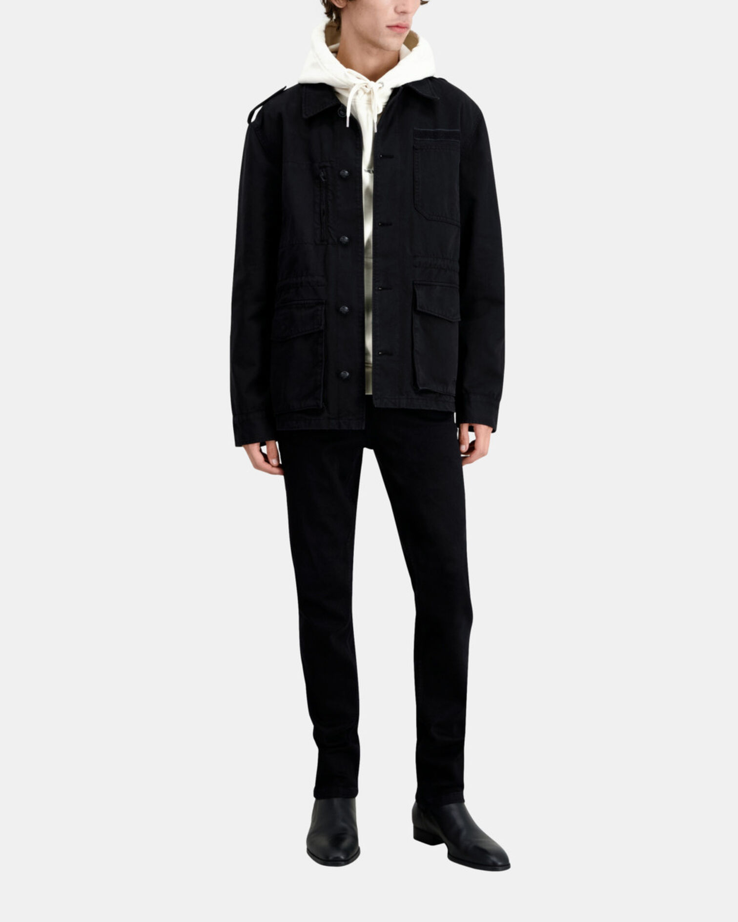 Veste worker noire en denim, BLACK, hi-res image number null